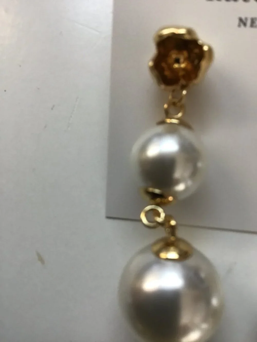 Kate Spade New Linear 2 Pearl and Gold Flower Earrings